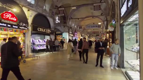Istanbul Grand Basar Interiör Den Äldsta Marknaden Staden Turkiet Istanbul — Stockvideo