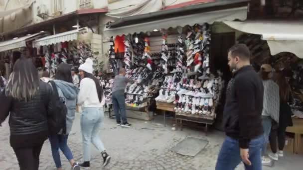 Istanbul Straatmarkt Met Kleren Turkije Istanbul September 2021 — Stockvideo