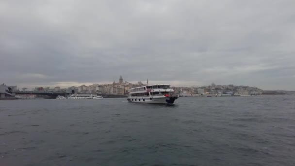 Istanbul Cornul Aur Podul Galata Vedere Turnul Galata Turcia Istanbul — Videoclip de stoc