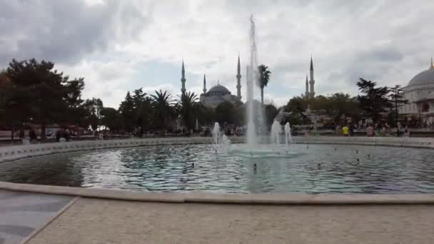 Mezquita Azul Estambul Sultan Ahmad Maydan Fountain Turquía Estambul Septiembre — Vídeo de stock