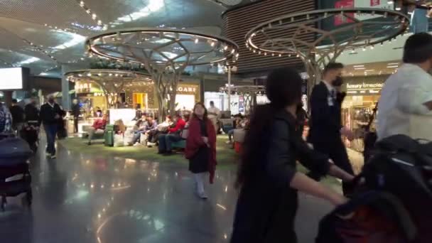 Nové Letiště Istanbulu Interiér Odletové Haly Cestujícími Turecko Istanbul Září — Stock video