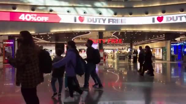 Neuer Flughafen Istanbul Innenraum Der Abflughalle Mit Passagieren Türkei Istanbul — Stockvideo