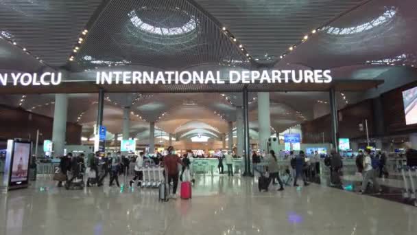 Nové Letiště Istanbulu Interiér Odletové Haly Cestujícími Turecko Istanbul Září — Stock video