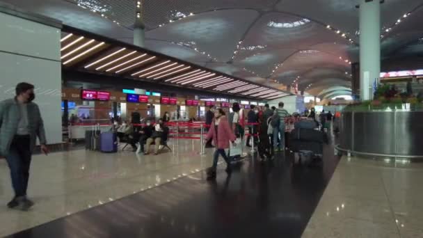 Nieuwe Luchthaven Istanbul Passagiers Checken Voor Vlucht Turkije Istanbul September — Stockvideo