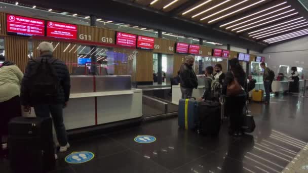 New Istanbul Airport Passagerarna Checkar För Flyget Turkiet Istanbul September — Stockvideo