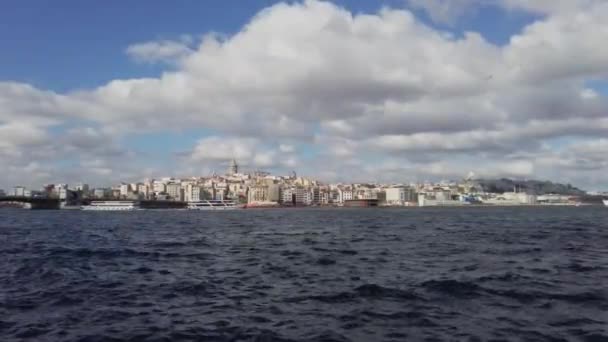 Istanbul Gouden Hoorn Galata Brug Uitzicht Galata Toren Turkije Istanbul — Stockvideo