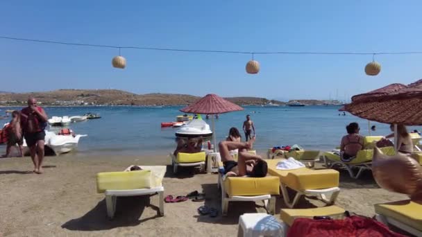 Бодрам Гумбет Пляж Відпустками Туристів Літній День Bodrum Turkey August — стокове відео
