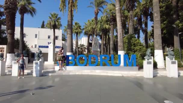 Bodrum Sign Nome Cidade Maiúsculas Bodrum Turquia Agosto 2021 — Vídeo de Stock