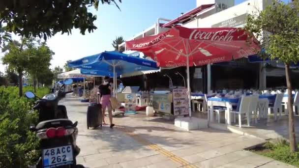 Cafés Restaurantes Calle Bodrum Bodrum Turquía Agosto 2021 — Vídeos de Stock