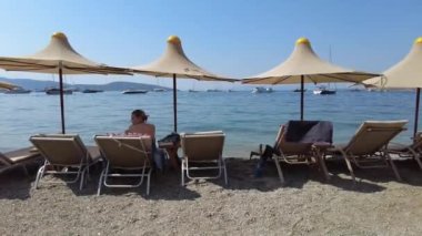 Bodrum Sahili Ege Denizi. Bodrum Türkiye Ağustos 2021