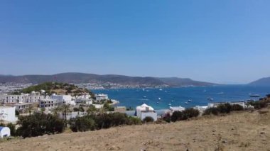 Tepenin tepesinden Bodrum Manzarası. Bodrum Türkiye Ağustos 2021