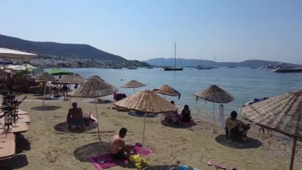 Morze Morza Egejskiego Bodrum Beach Bodrum Turcja Sierpień 2021 — Wideo stockowe
