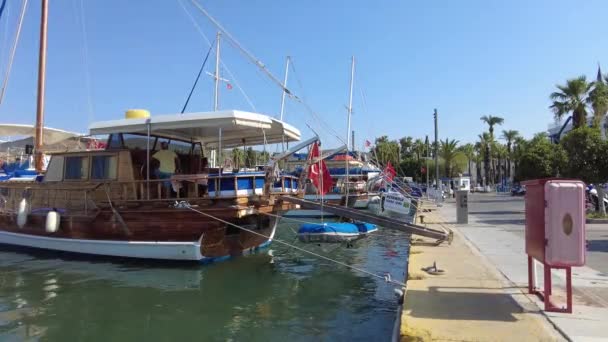 Бодрам Насичений Човнами Яхтами Bodrum Turkey August 2021 — стокове відео
