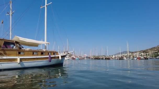 Bodrum Embankment Boats Yachts Bodrum Turkey August 2021 — Stock Video