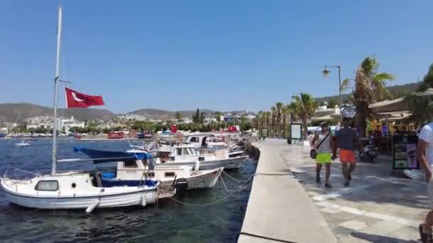 Embarque Bodrum Com Barcos Iates Bodrum Turquia Agosto 2021 — Vídeo de Stock