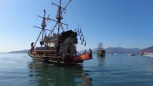 Vergnügungsseeschiff Ferienort Marmaris Marmaris Türkei August 2021 — Stockvideo