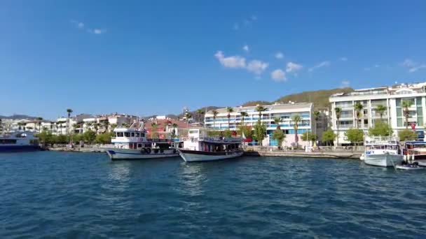 Marmaris Yachthafen Mit Blick Auf Die Stadt Marmaris Türkei August — Stockvideo