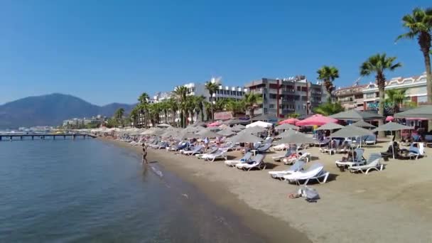 Marmaris Strand Mit Urlaub Marmaris Türkei August 2021 — Stockvideo
