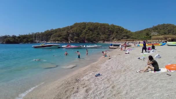 Oludeniz Strand Blaue Lagune Mit Urlaub Oludeniz Türkei August 2021 — Stockvideo