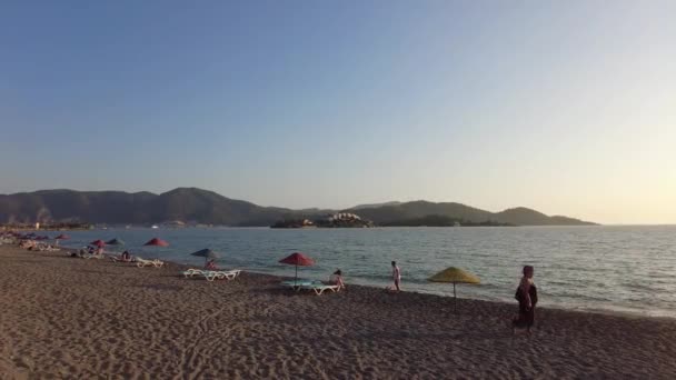 Strand Von Fethiye Calis Mit Urlaub Fethiye Türkei August 2021 — Stockvideo