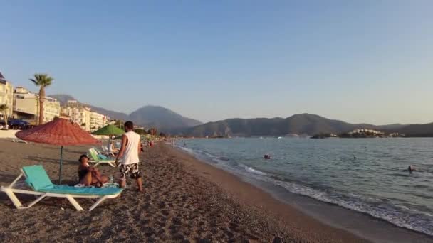 Fethiye Calis Beach Beach Vacationing Fethiye Turkey August 2021 — Stock Video