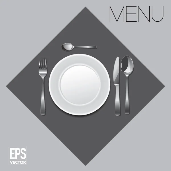 Menu illustration with plate and cutlery — Stock Vector