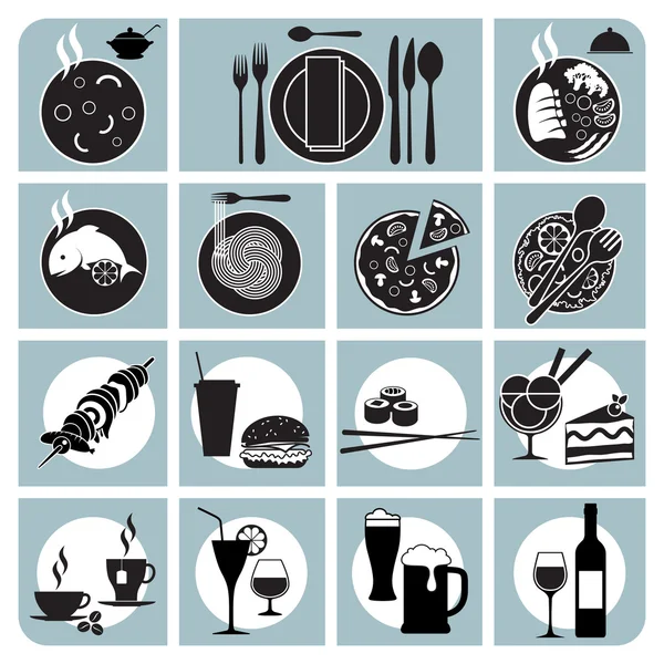 Vector iconen voor eten en drinken — Stockvector