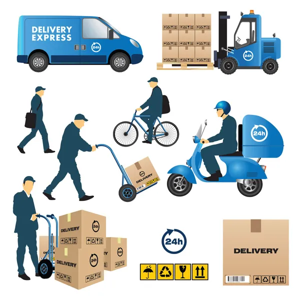 Ikon pengiriman dan pengiriman - Stok Vektor