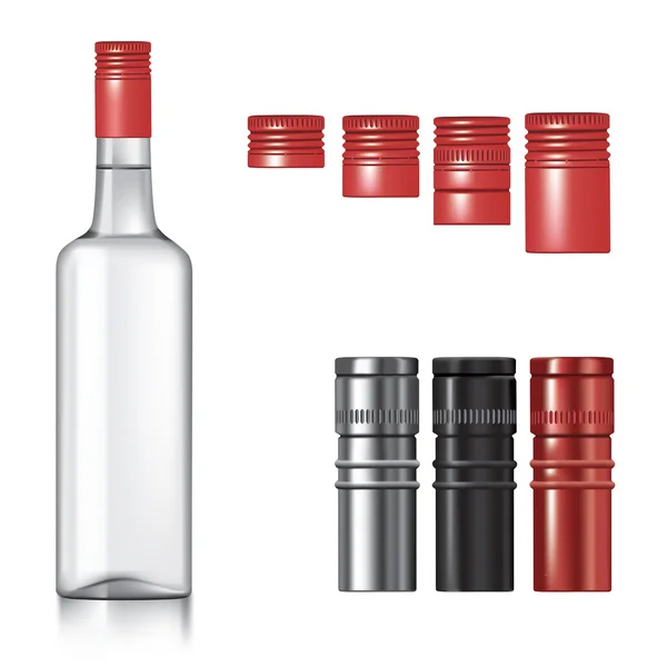 Vodka fles met caps — Stockvector