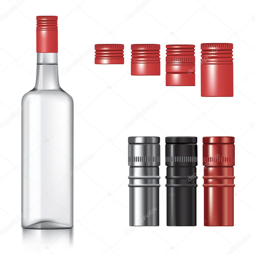 Vodka bottle with caps