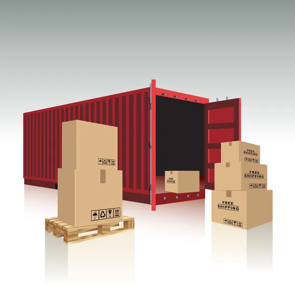 Contenedores y cajas de cartón — Vector de stock