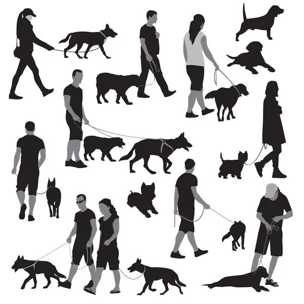 People with dog — Stock Vector