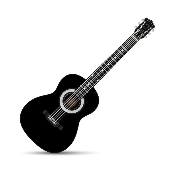 Guitarra acústica negra — Vector de stock