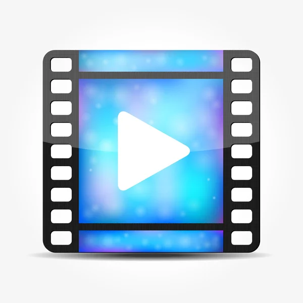 Blue movie player icon — Stock Vector