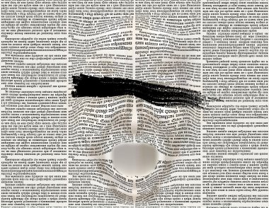 Stylized face screaming man, newspaper clipart
