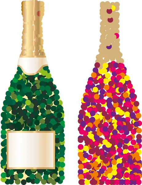 Vector confetti garrafas de vinho espumante . — Vetor de Stock