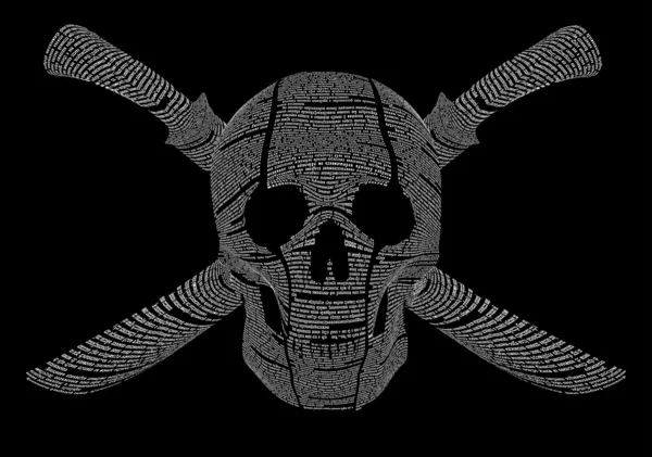 Piratenzeichen - Totenkopf und gekreuzte Schwerter. — Stockvektor