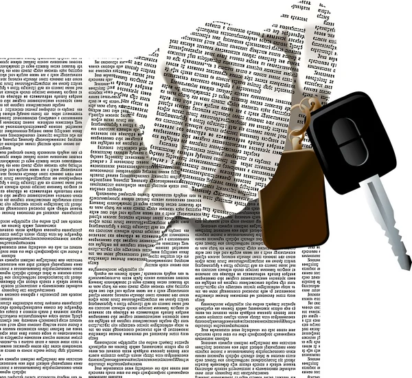 Hand newspaper columns texture with a car keys — Stock Vector