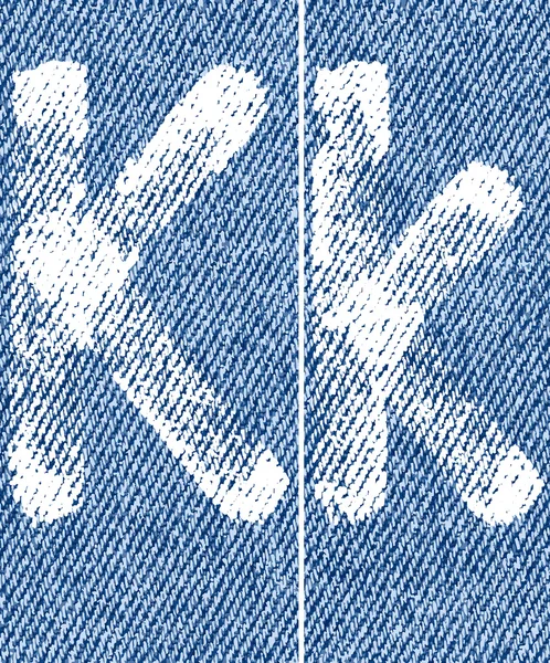 Letras y números vectoriales en denim K — Archivo Imágenes Vectoriales