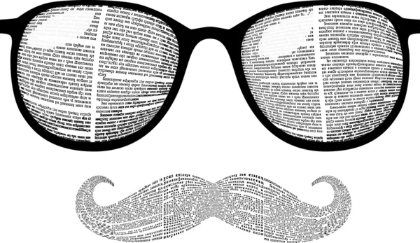 Óculos de sol e bigodes silhueta com jornal —  Vetores de Stock