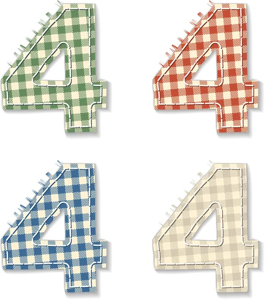 Checkered linen fabric numbers 4 — Stock Vector