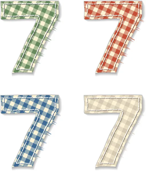 Checkered linen fabric numbers 7 — Stock Vector