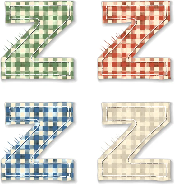 Checkered linen fabric letter Z — Stock Vector