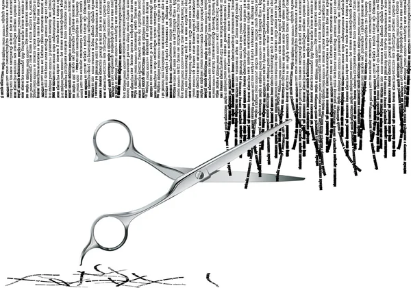 Nůžky, které tištěné čáry tvaru vlasů. — Stockový vektor
