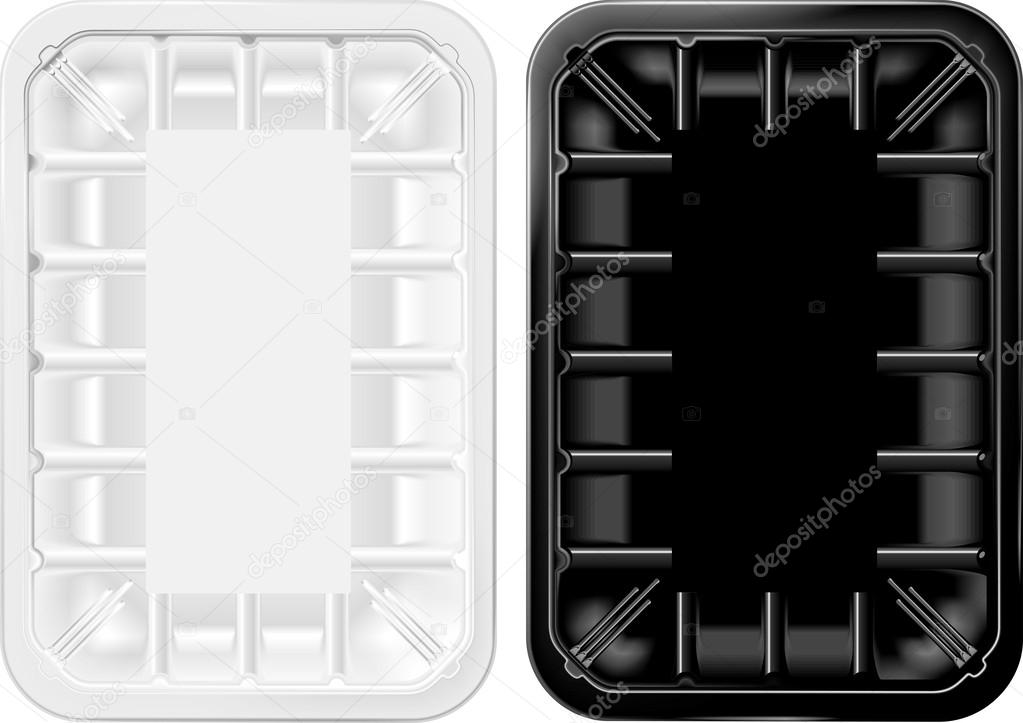 Transparent and black plastic tray