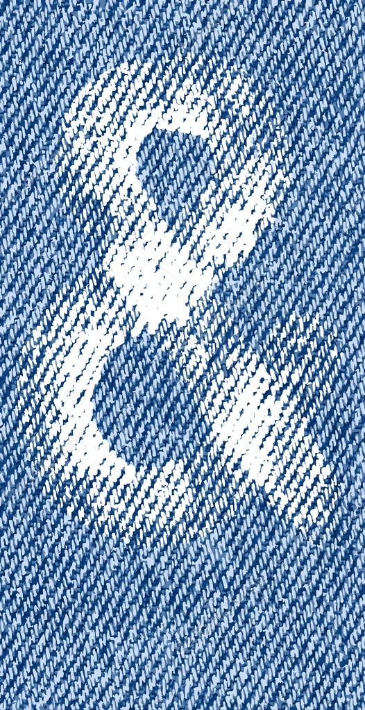 Vector letters and numbers on denim