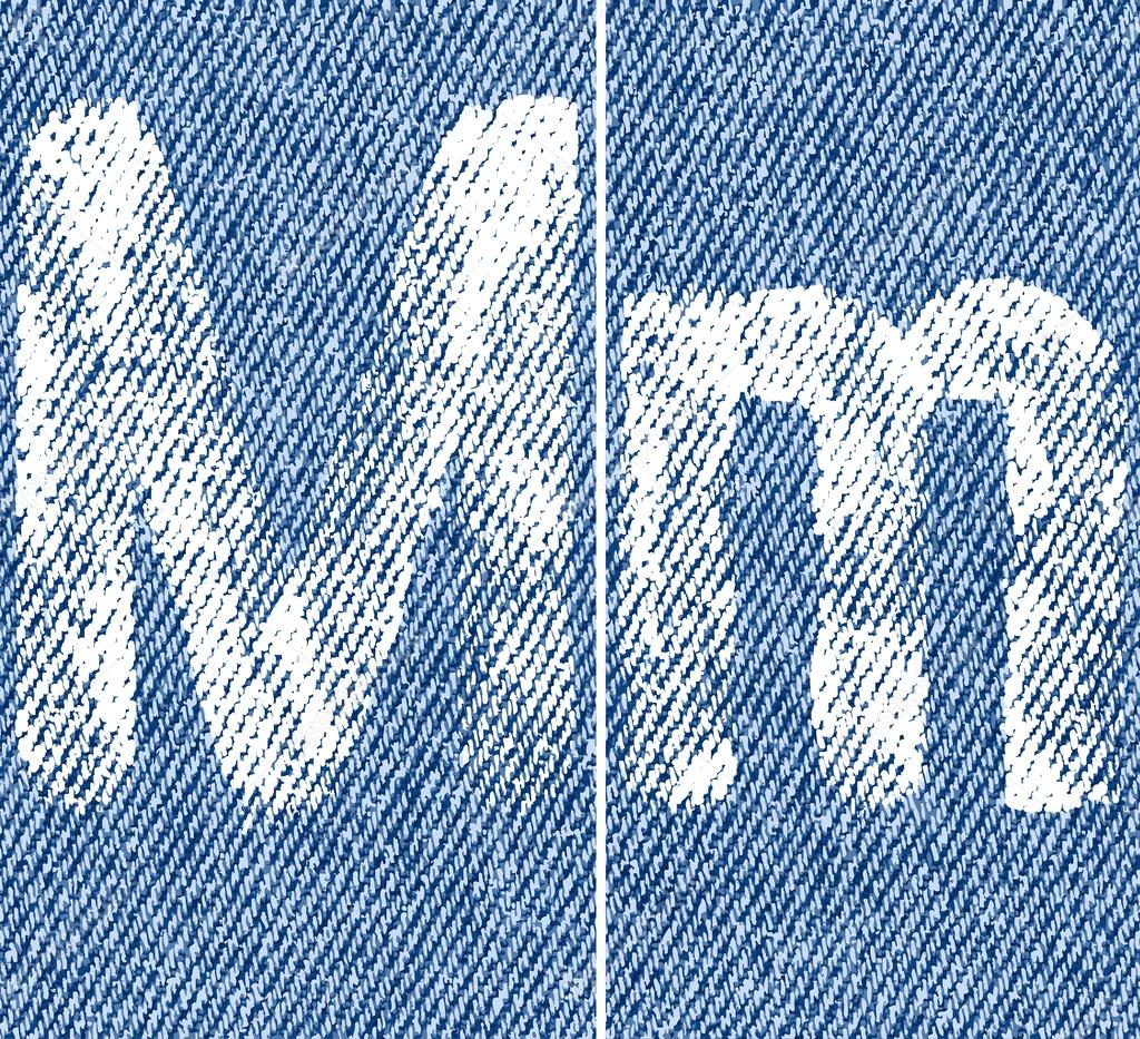 Vector letters and numbers on denim M