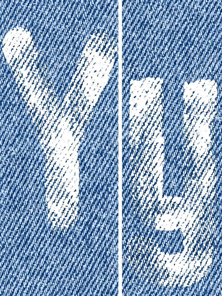 Vector letters and numbers on denim Y