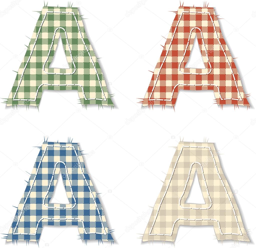 Checkered linen fabric letters A