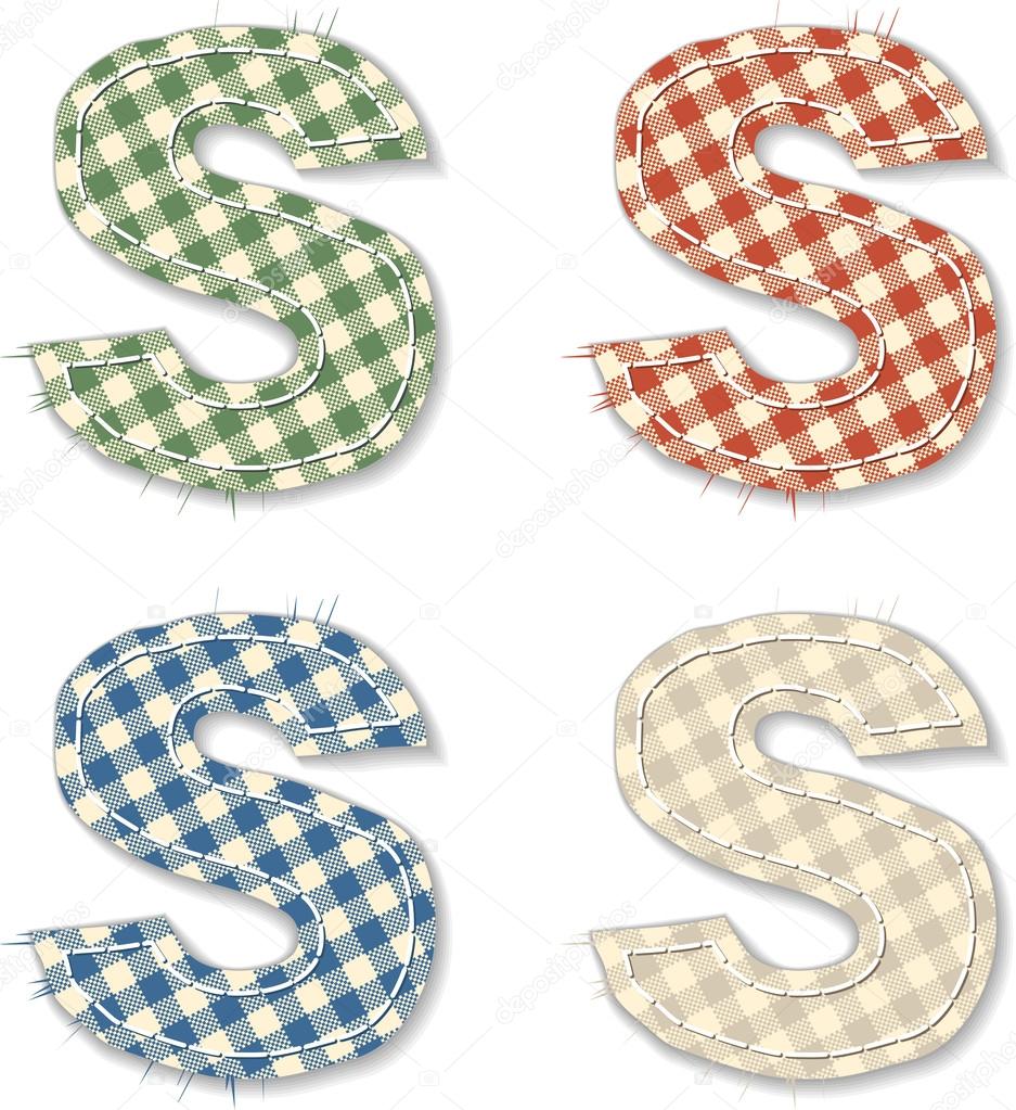 Checkered linen fabric letters S